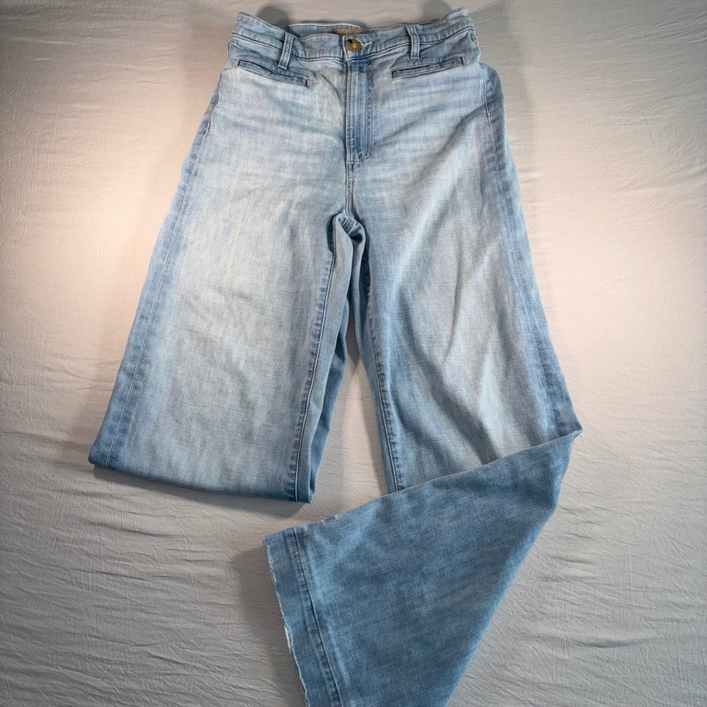 Joes Jeans Womens 28 Light Wash High Rise Wide Leg Distressed Denim Trousers